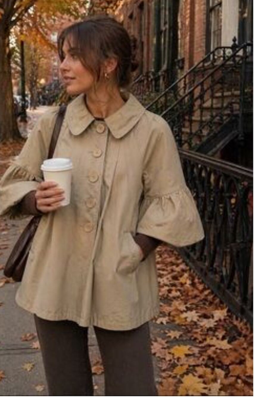 Anthropologie Ryu Tan Peter Pan Collor Cropped Trenchcoat Coquette Kawaii Size L